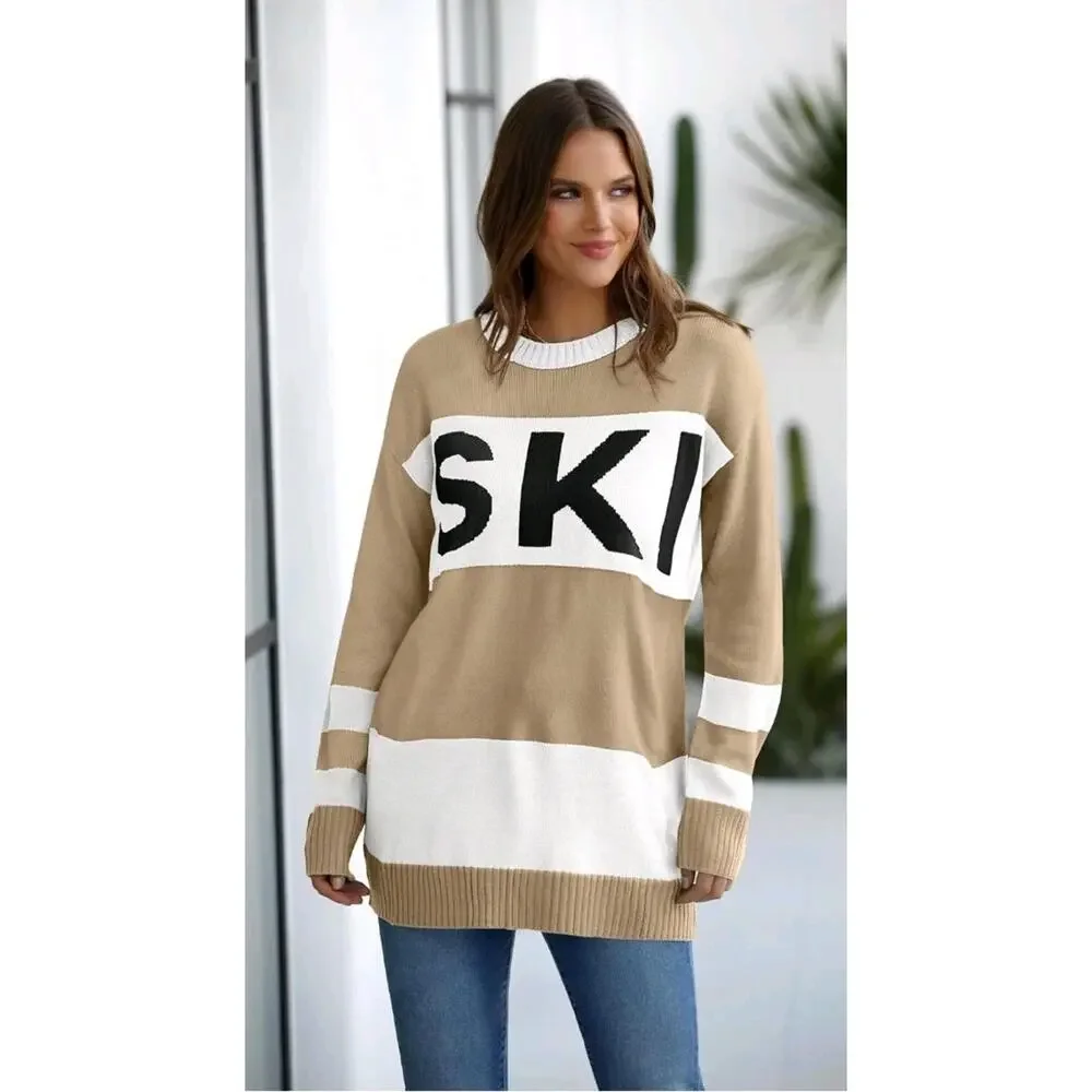 Oversized Sweater for Women Fall Knit Fashion Crewneck Long Sleeve SZ SMALL - Picture 3 of 7